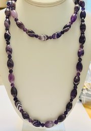 DESIGNER JAY KING DTR LONG AMETHYST BEAD NECKLACE STERLING SILVER CLASP