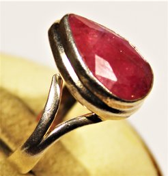 Sterling Silver Large Genuine Ruby Stone Size 8