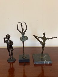 Lot Of 3 Sculptures Bronze Girl Brutalist Ballerina Dancer