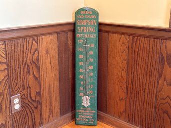 A Fabulous Vintage Thermometer In Wood By Simpson Spring Beverages