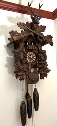 Beautifully Carved Hunting Themed Cuckoo Clock
