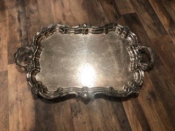 GOLDFEDER SILVER CO. SILVERPLATE FOOTED SERVING TRAY W/HANDLES