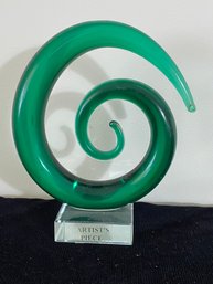 Emerald Hand Blown Glass Sculpture 'Artist's Piece'