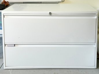 A Two Drawer Metal File Cabinet