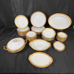 Antique Thomas Bavaria Hutschenreuther 53PC China Set - Gold Floral Band - 4 Marks