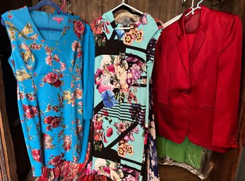 12 Women's Dresses, Some New With Tags: Helmut Lang Suit, J. Crew, Betsey Johnson, Eci & More, Sizes Vary