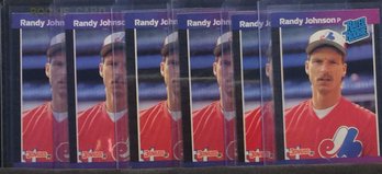 (6) 1989 Donruss Randy Johnson Rated Rookie Cards - K