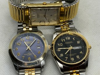 Grouping Of 3 Vintage Men's Wristwatches- 2 PRESTIGE BY WALTHAM And CITIZEN Tank-style Dress Watch