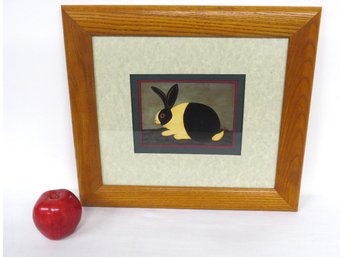 A Warren Kimble Folk Art Rabbit Framed Print In Oak