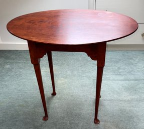 American- Made & Hand Crafted By Eldred Wheeler- Solid Cherry Queen Anne- Style Tea Table W/ Spoon Foot Legs