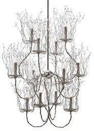 A Sculptural Nickel Wire And Crystal Chandelier - Candles And Spirits - By Brand Van Egmond