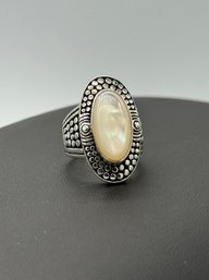 Gorgeous Long Mother Of Pearl Sterling Silver Ring
