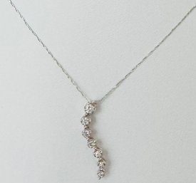 10K WHITE GOLD DIAMOND JOURNEY PENDANT AND CHAIN NECKLACE