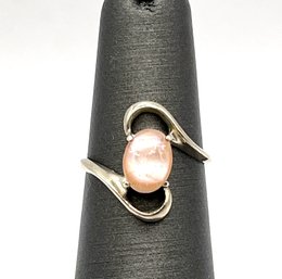 Vintage Sterling Silver Light Pink Stone Ring, Size 4.75