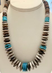 DESIGNER JAY KING DTR GRADUATED NATURAL STONE DISK BEAD NECKLACE