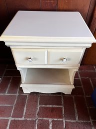 White Nightstand With Double Drawers