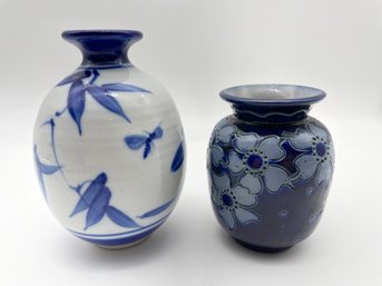 Pair Of Singed Small Vases.