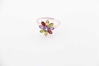 Sterling Silver Multi Gemstone Ring Size 9