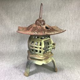 Very Nice Vintage Asian Style Cast Iron Pagoda - Nice Old Rusty / Painted Surface - Very Nice Vintage Piece