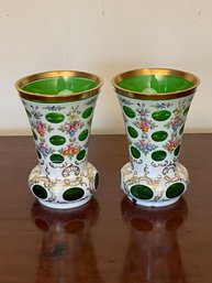 Pair Of Bohemian Czech Glass Vases