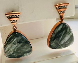 DESIGNER JAY KING DTR STERLING SILVER COPPER TONE SERAPHINITE EARRINGS