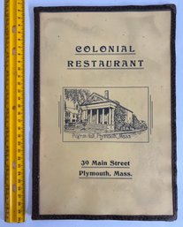 Vintage Plymouth Mass Colonial Restaurant Menu