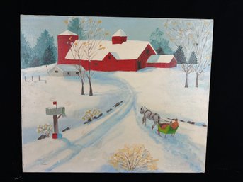 Winter Scene Painting - Artist Signed M. Dolan