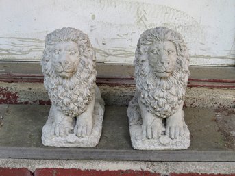 The Lion Kings!  - A Pair Of Matching Concrete Lion Statues