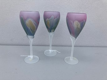 Three Striking Pink Goblets