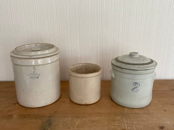 Lot Of 3 Stoneware Crocks