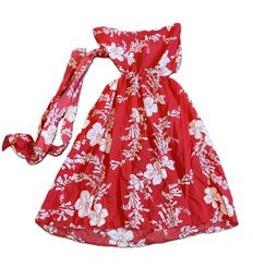 Vintage Hand Made Cotton Hawaiian Dress With Wrap Around/Halter Top And Pockets
