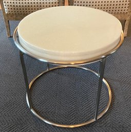 Circular Chrome And Heavy Stone Top Table