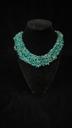 Blue Green Layered Stone Necklace