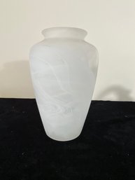 Large Decorative White Art Glass Swirl Vase