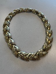 Chunky Gold Tone Collar Style Necklace