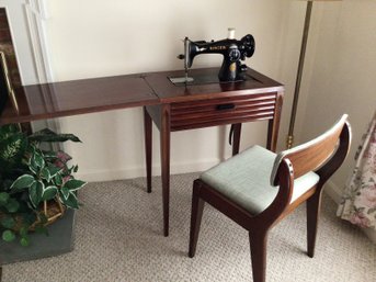 Singer Sewing Machine Table With Chair