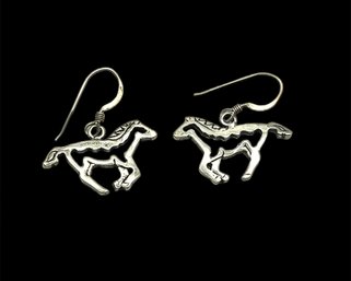 Vintage Sterling Silver Horse Dangle Earrings