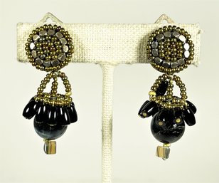 Signed Ziio Designer Clip Earrings