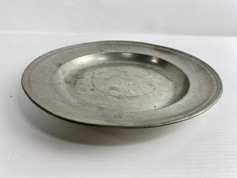 18th C. Antique Pewter Plate, Monogrammed M.S., 1787