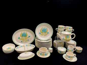 Vintage Franciscan Tuliptime Earthenware Dishware - 58 Pieces