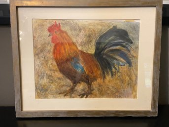 Framed Print Of A Colorful Rooster By Diana Bristol