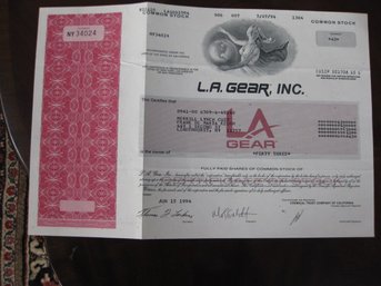 STOCK CERTIFICATE - L.A. GEAR INC.