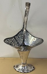 Stunning International Silver Co Silver Plate Trumpet Vase Basket With Handle