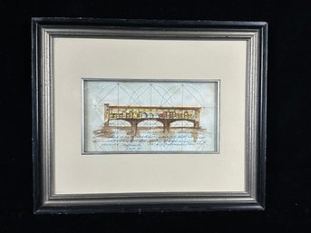 Architectural Drawing Of Bridge In Frame Art Print