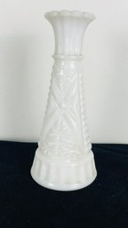 Vintage Anchor Hocking Stars & Bars Milk Glass Bud Vase