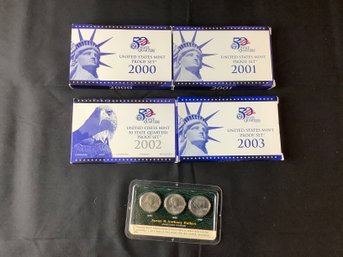 3 US Mint 50 State Quarters Proof Sets And 3 Susan B Anthony Coins In Plastic Holder