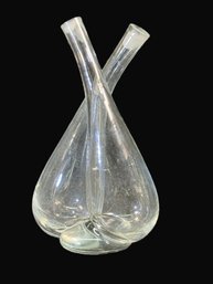 Adorable 7.5' Double Bud Glass Vase With Frosted Edges