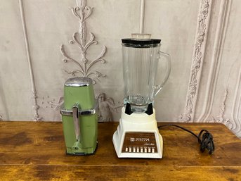 Vintage Waring Glass Blender & Sears Avacado Green Ice Crusher