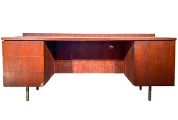 A Mid Century Modern Teak Executive Desk In Style Of George Nelson