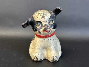 An Adorable Vintage Terrier Coin Bank In Cast-Iron By Hubley